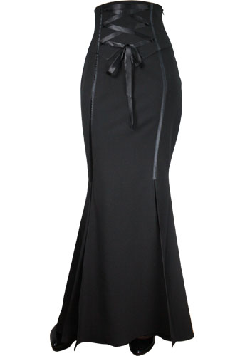 Plus Size Black Gothic Vampire Corset Waist Long Skirt [60560