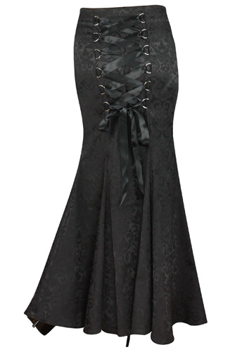 Plus Size Jacquard Gothic Long Black Corset Fishtail Skirt [60980 ...
