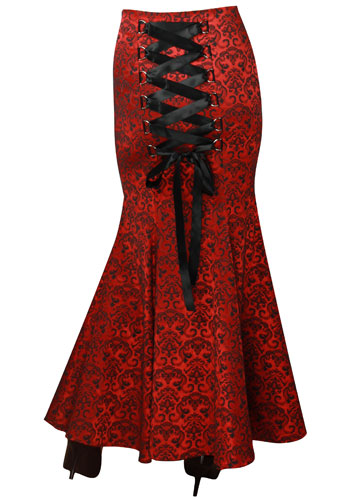 Plus Size Jacquard Gothic Long Red Corset Fishtail Skirt [60984] - $55. ...