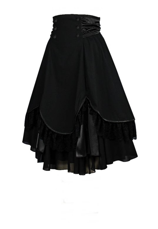 Plus Size Black Gothic High Waist Lace and Tafetta Skirt [78780] - $61. ...