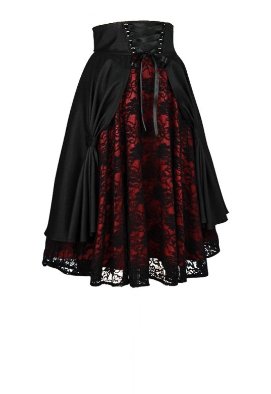 High Waisted Corset Circle Skirt With Pockets Black Gothic