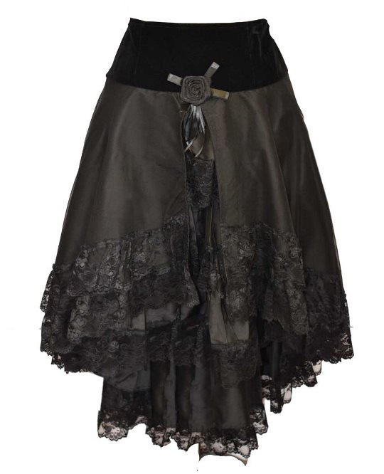Dark Star Black Gothic Velvet Lace & Roses Skirt [DS/SK/7724B] - $89.99 ...