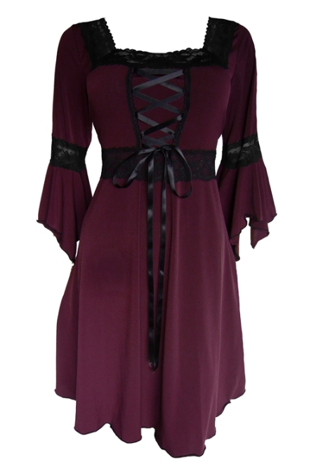 Plus Size Black and Burgundy Gothic Renaissance Corset Dress [FD01BU ...