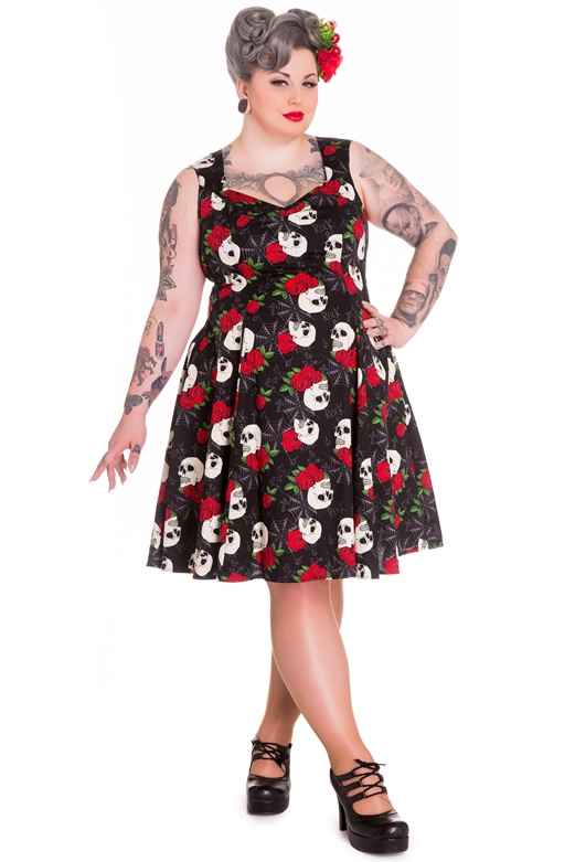 Hell Bunny Plus Size Skull Spiderweb Rock Ruin Dress [HB4482] - $67.99 : Mystic Crypt, the most unique, hard to find items at ghoulishly great prices!