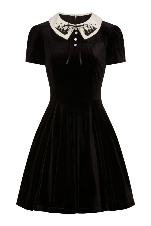 Restyle - WEDNESDAY DRESS - with big, black collar / gothic, darkwear,  party