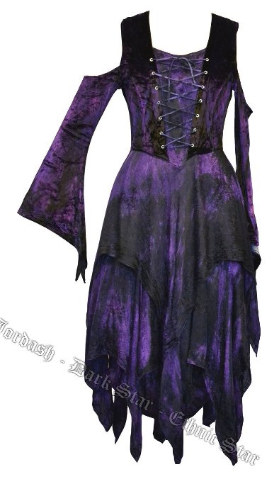 Dark Star Purple & Black Velvet Jacquard Corset Fairy Dress [JD/DR ...