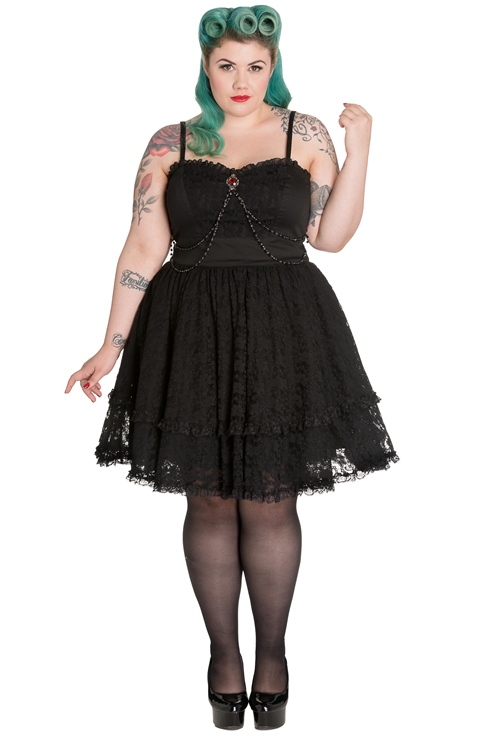 Spin Doctor Plus Size Black Gothic Lace Vampire Zylphia Mini Dress ...