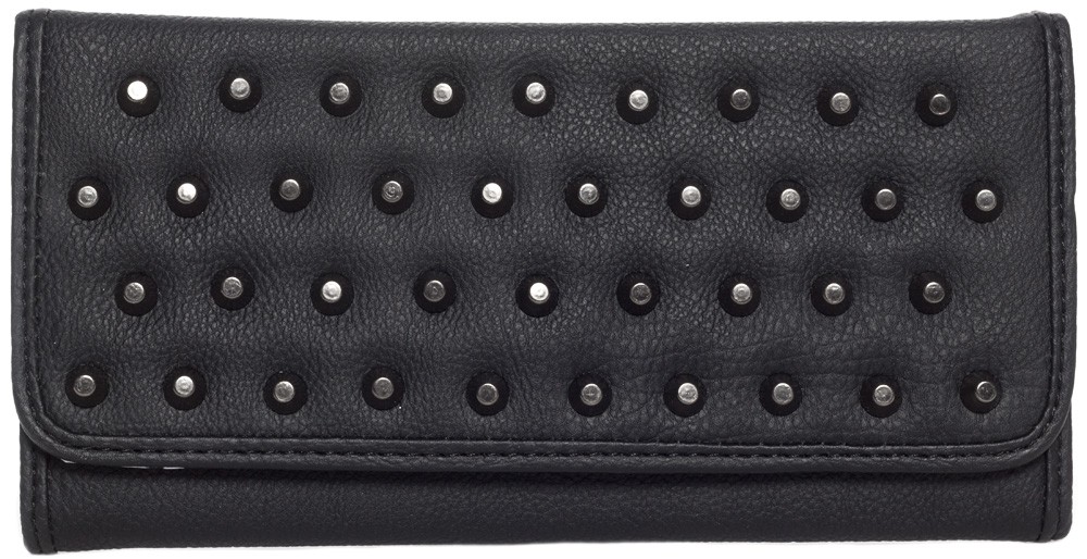 Rock Rebel Black Studded Vegan Faux Leather Addison Wallet [W01ADDISON ...