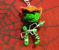 Green and Black Machine Gunman Voodoo Keychain