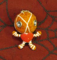 Orange Mummy Screw with Heart Voodoo Keychain