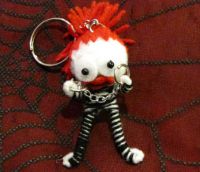 White Red Lady Prisoner w Shackles Voodoo Keychain