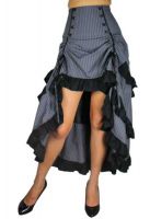 Plus Size Gothic Grey Pinstripe Three Tiered Tail-skirt
