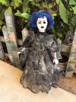 OOAK One Eye Blue Mourning Owl Creepy Horror Doll Art by Christie Creepydolls