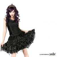 Sinister Gothic Plus Size Black Satin Lace & Tulle w Rosettes Long