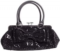 Rock Rebel Black Leopard Kiss Lock Hand Bag