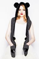 Hell Bunny Black & White Polka Dot Bear PVC Heart Marvel Hat