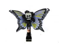 Hairy Scary Lavendar & Yellow Mini Kahlovera Skull Butterfly Feather Hair Clip