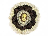 Hairy Scary White & Brown w White Victorian Cameo Emily Dickens Hair Clip