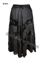 Dark Star Plus Size Long Black Jacquard Satin Embroidered Georgette Skirt