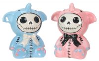 Elefun Furrybones Blue and Pink Salt and Pepper Shakers