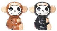 Munky Furrybones Brown and Black Salt and Pepper Shakers