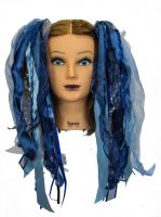 Storm Grey & Blue Gothic Ribbon Hair Falls by Dreadful Falls